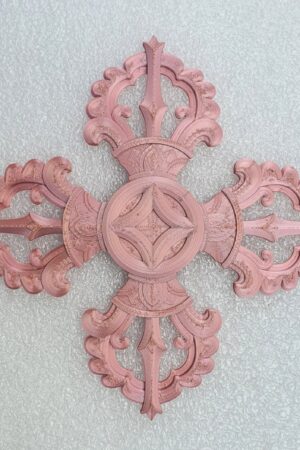 3D Tisk Křížového Vajra - Diamantového Principu- Měděná Barva s Kovovými Odlesky (142mm x 7mm) rozlišení 0,12 mm